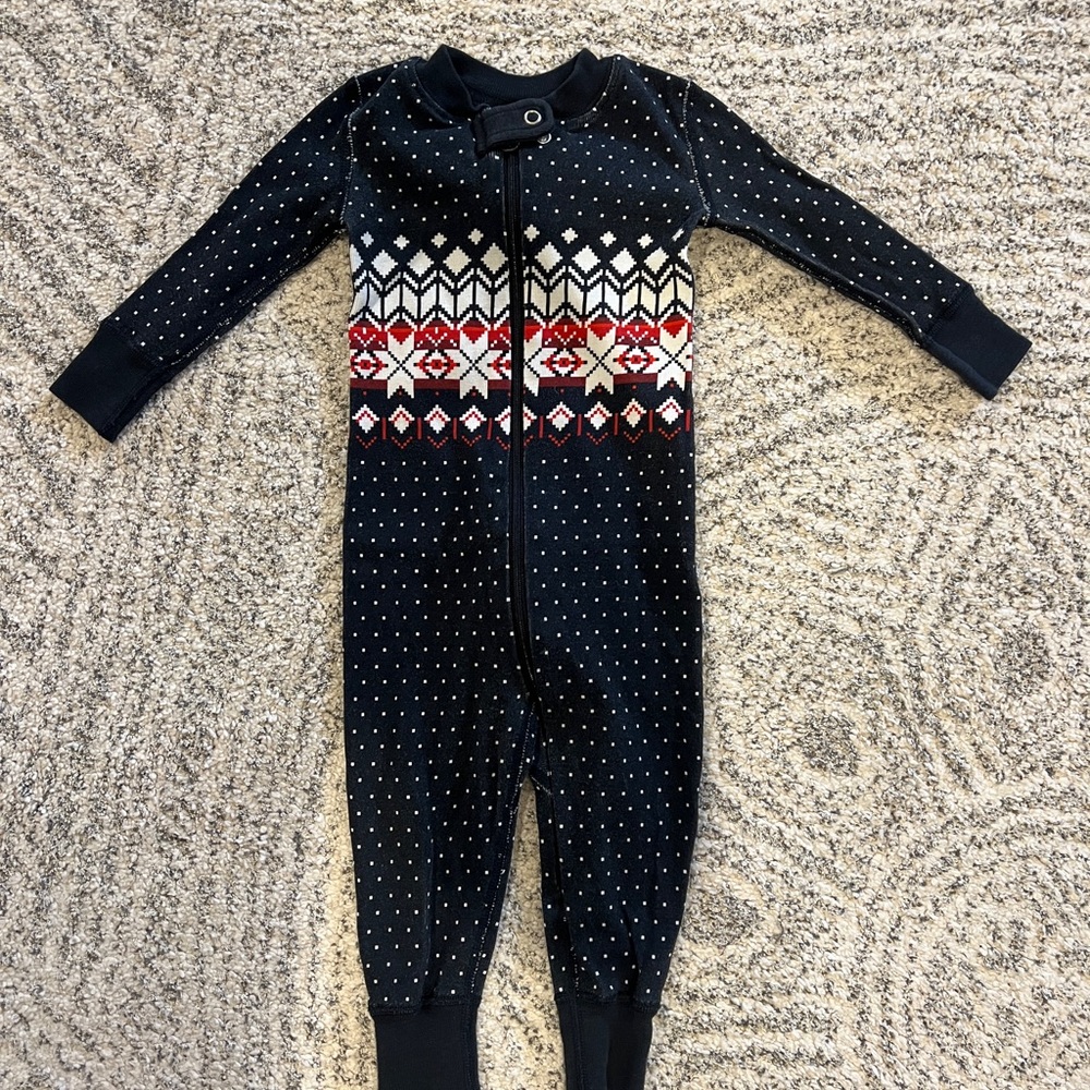Hanna Andersson Navy and Red Fair Isle Footie
